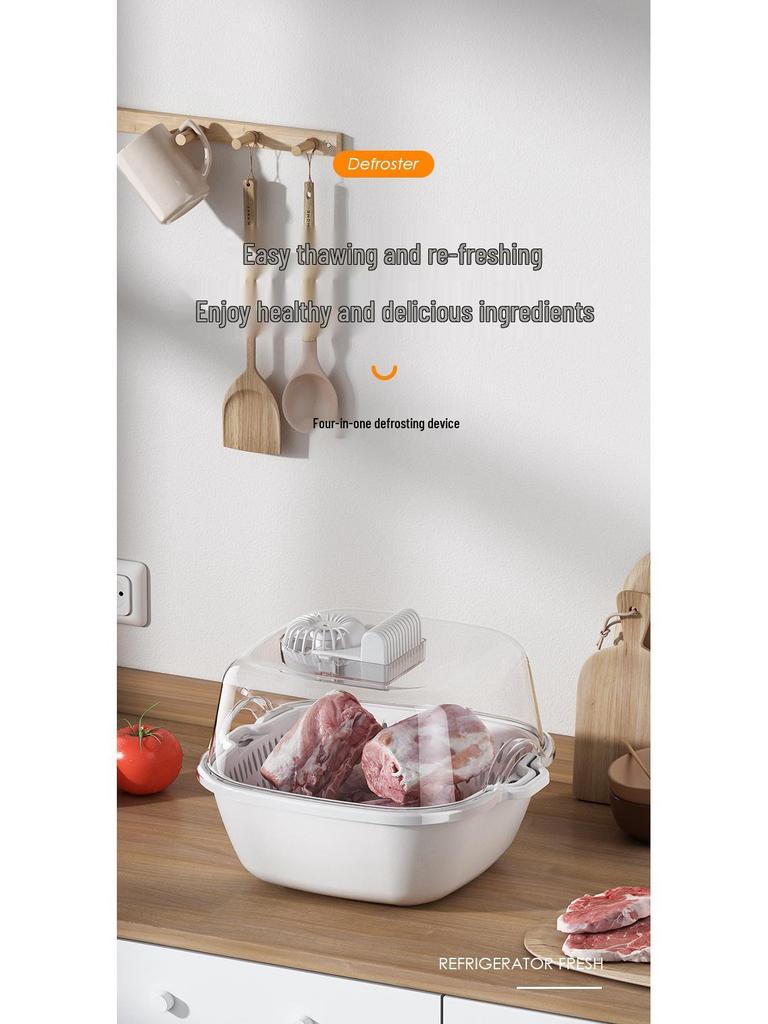 Multi-functional Kitchen Defroster: Four-in-One Food Defrosting, Fresh-Keeping, Dustproof, and Ice-Removal Tool