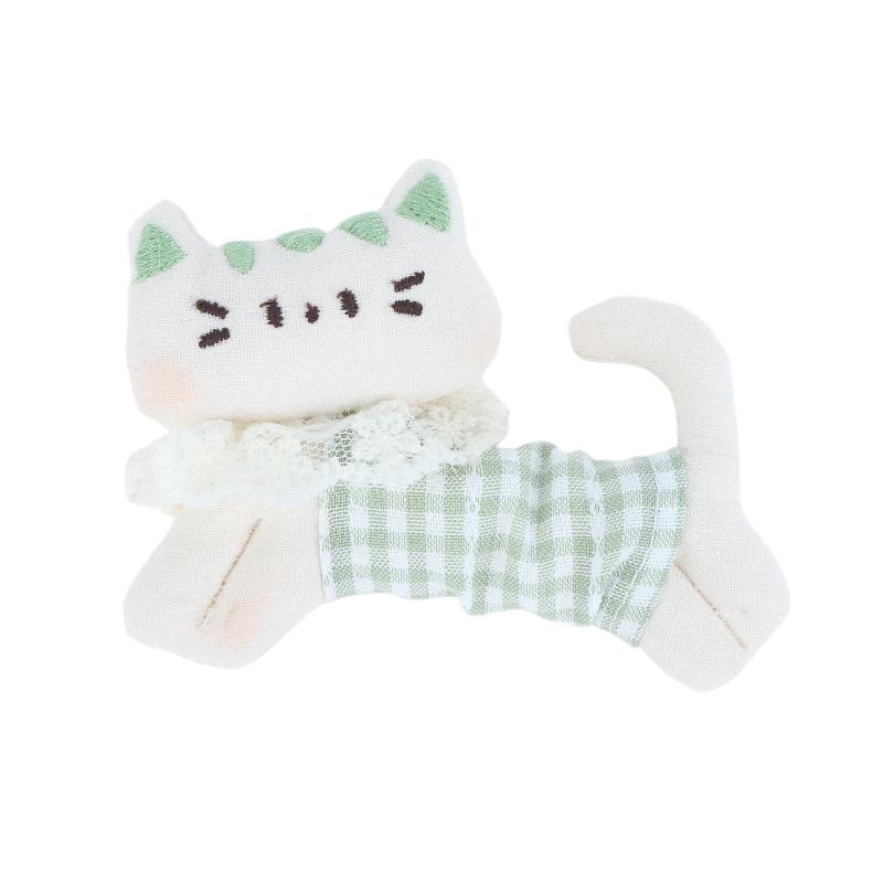 Soft Plaid Fabric Stuffed Kitten Ornament Cute Plush Cat Patch DIY Handmade Accessory for Scrapbooking Clothes Bag Decor
