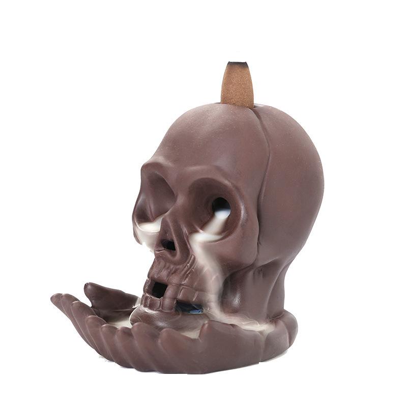 Zisha Skull Halloween Backflow Incense Burner - European Style Home Gift Ornament