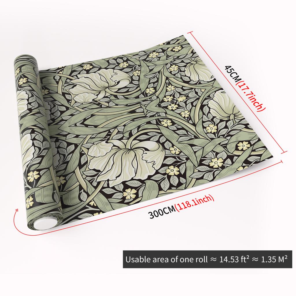 45x300CM Fresh Style Adhesive Wall Wallpaper,Waterproof PVC Peel&Stick Wall Sticker for Kids Room Bedroom Living Room Home Decor