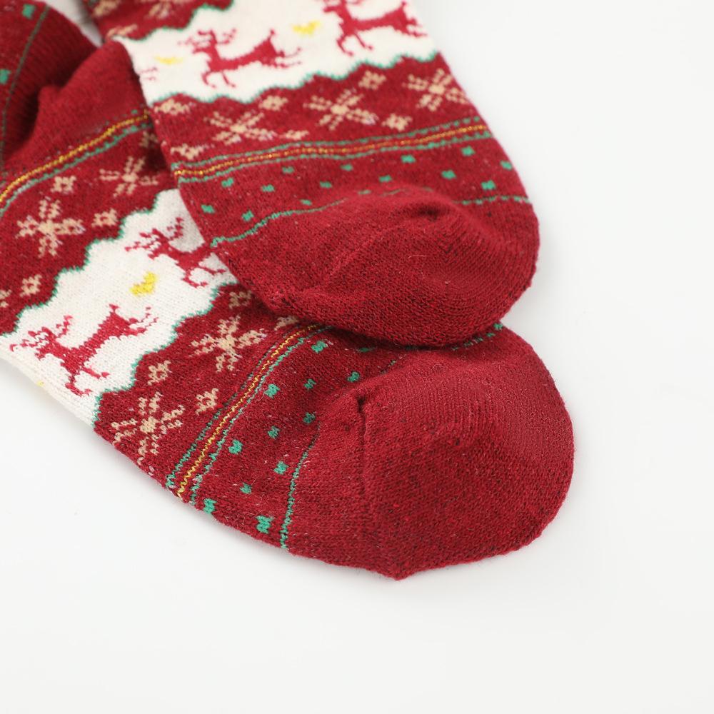 5-1 Pairs of Thick Socks with Deer Print, Comfortable and Warm Christmas Stockings, Women's Socks