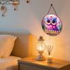 2D flat wooden hanging decorative signs, home wall or door decoration, garden decoration, the pattern is a purple owl, housewarming gift for friends