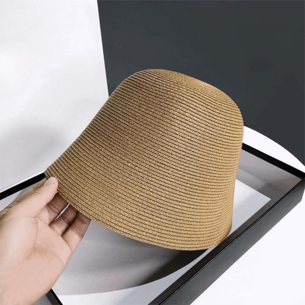 Foldable Straw Hat Breathable Bucket Hat Fashionable Bell-shaped Hat for Travel
