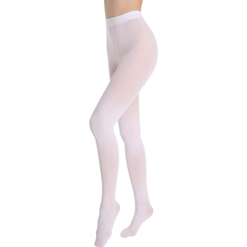 Run Resistant Solid Colored Semi Opaque Footed Tights High Waist Pantyhose Control Top Tights Halloween Cosplay Costume