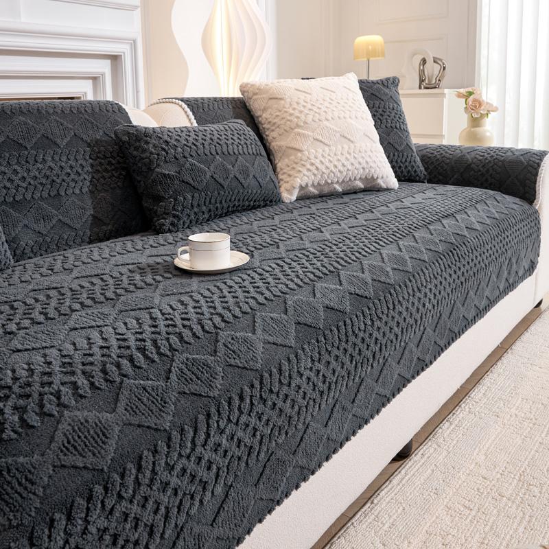 Potahy na pohovku Jednobarevné plyšové žakárové Housse Canape Houpající se chránič na pohovku Home Decor Fleecová potah na pohovku pro zimní teplo