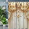 2D Gauze Curtain Printing Pink Shower Curtain, Bathroom Shower Waterproof Curtain with 12 Hooks, Home Decoration, Free Delivery
