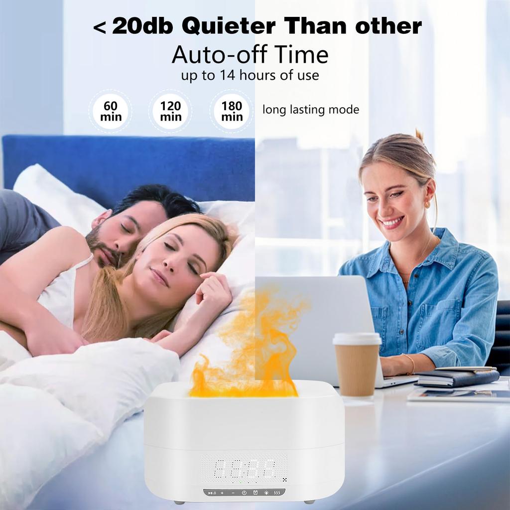 400ML Flame Essential Oil Diffuser Aromatherapy Humidifier with BT for Large Room, Office and Home