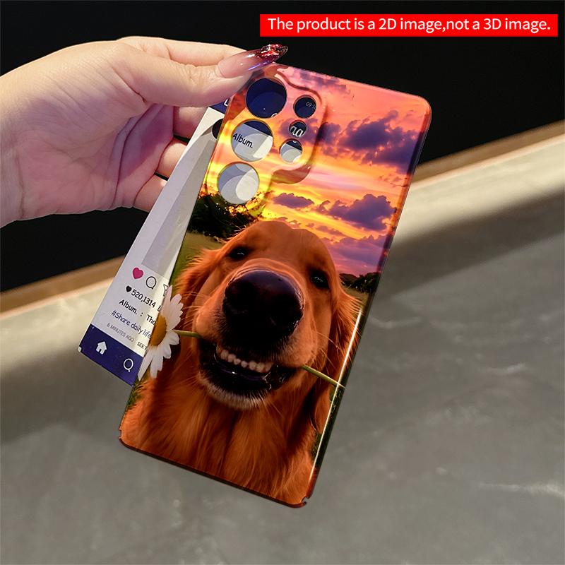 2DFlat Samsung phone case Golden Retriever with Daisy at Sunset Applicable to Galaxy S23 S24 S25ULTRA S26 A12 A14 A15 A16 A54 A55