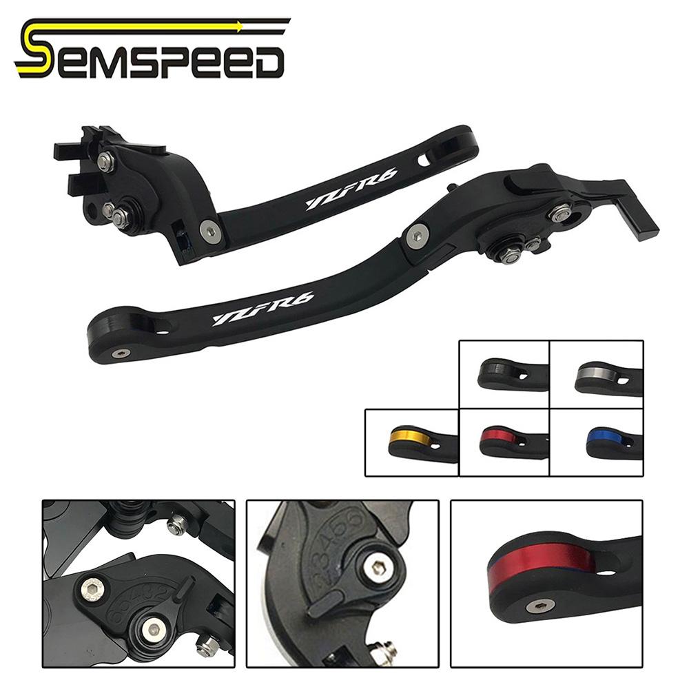 SEMSPEED Motorcykel CNC Vikbara Broms- och Kopplingshandtag För Yamaha YZF R1 R1M R1S 2015-2018 YZF R6 2017