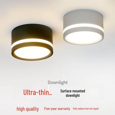 Nordic Surface-Mounted Downlight: No Hole Required, Ultra-Thin Ceiling Light for Living Room, Bedroom, or Corridor.