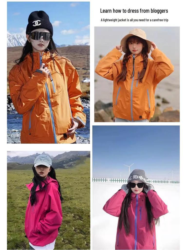 Giacca Unisex 3-in-1 Antivento & Impermeabile da Esterno per Escursionismo & Alpinismo per Primavera & Autunno