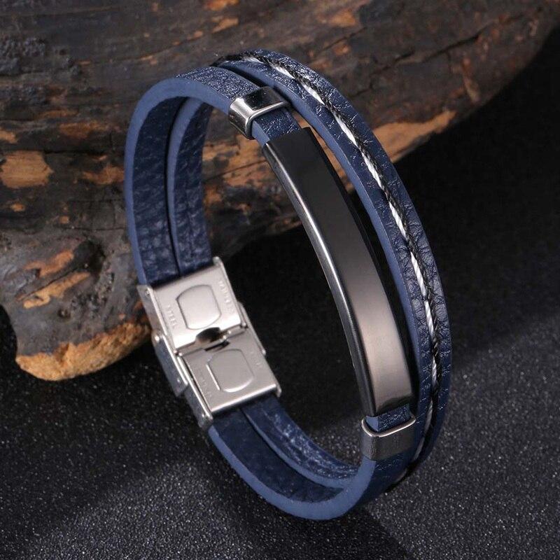 MultiLayer Combination Accessory Stainless Steel Men's Leather Bracelet Fashion Man Jewelry HipHop Rock Jewelry
