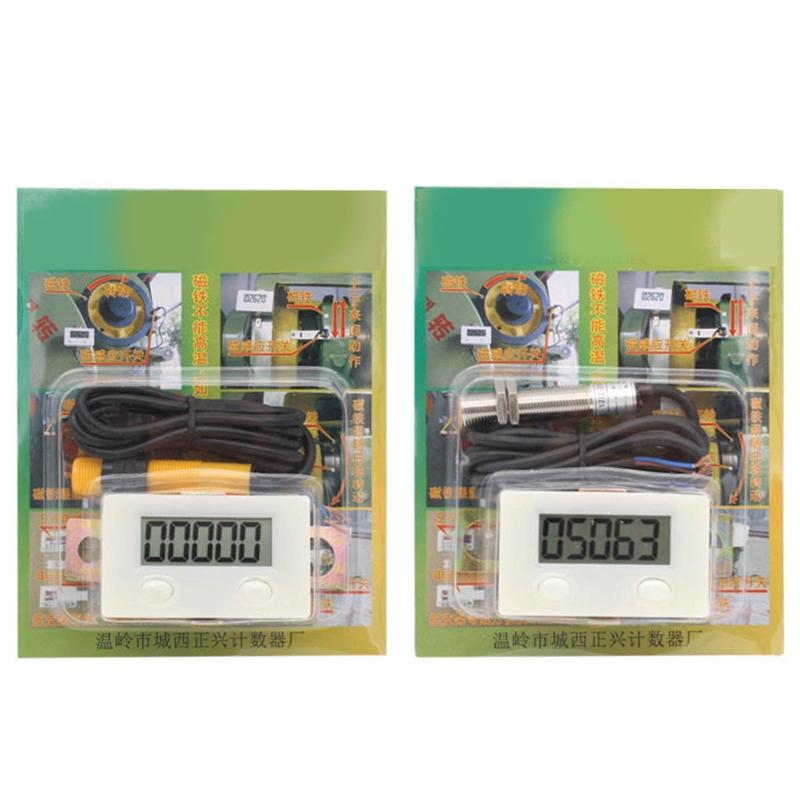 Magnetic Induction Counter Digital Electronic Punch Counter Metal Sensor 5-Digits LCD Digital Display 0-99999 Proximity
