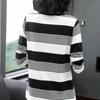Mom Spring and Autumn Long Sleeve T-Shirt Loose Striped Top Short Casual Bottoming Shirt
