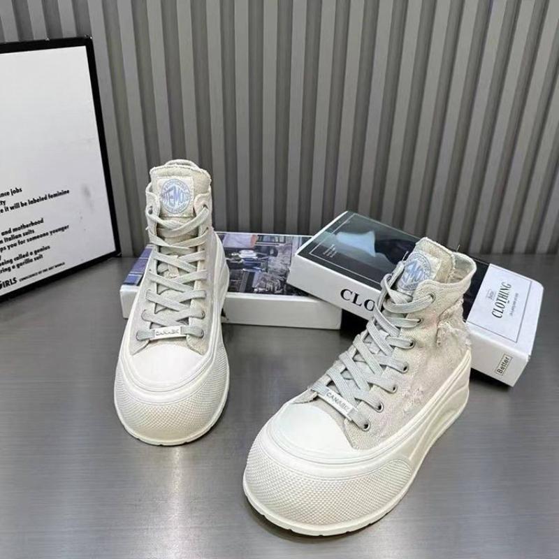Fashion Platform High Top Shoes Women's 2025 New Small Heightened Casual Canvas Shoes