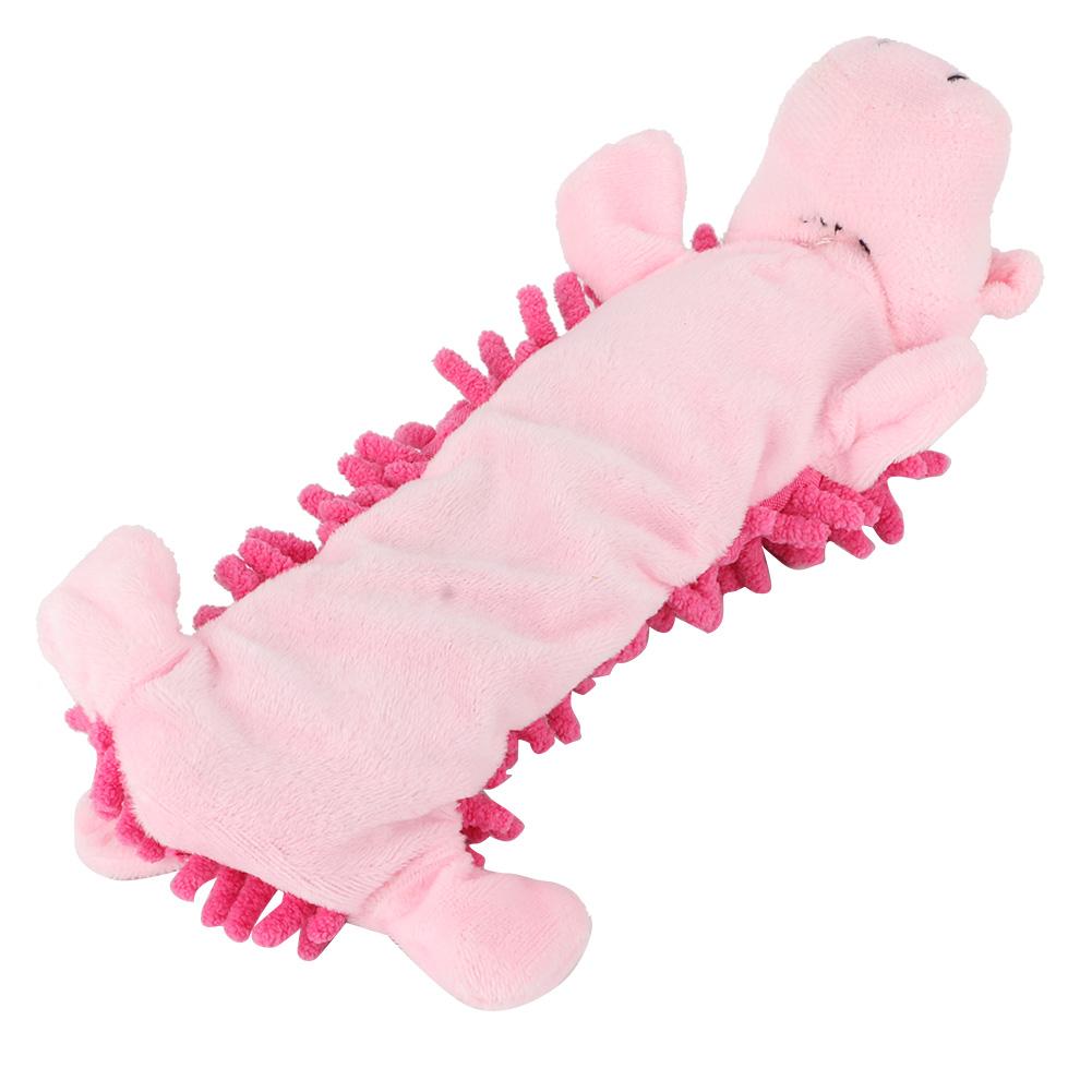 Pet Cat Small Dog Plush Toy Cute Animal Shape with Sound Device for Molar Teeth Playing Bitingpink