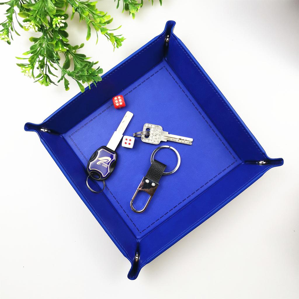 Leather Empty Entry Pocket Catch All Foldable PU Dice Organizational Tray for Desk Small Things Organization Folding Key