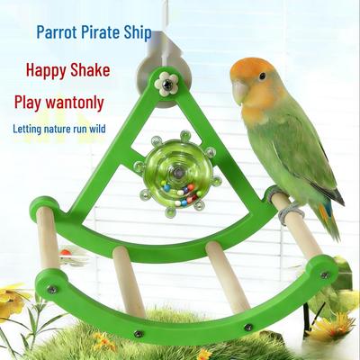 Juguete de Carrusel Colgante Barco Pirata Loro - Percha para Pájaros para Autoentretenimiento y Descompresión