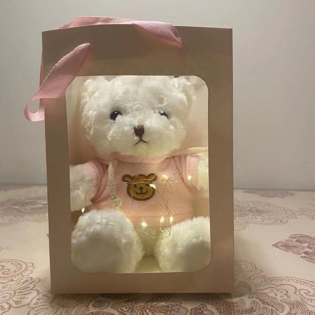 Flash Teddy Bear Plush Toy with Light Bear Doll Gift Box Ragdoll Bear Doll for Girl Birthday Gift