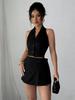 2026 Sleeveless European and American Women's Two-Piece Set: Waist-Cinching Shorts with Summer Top Design