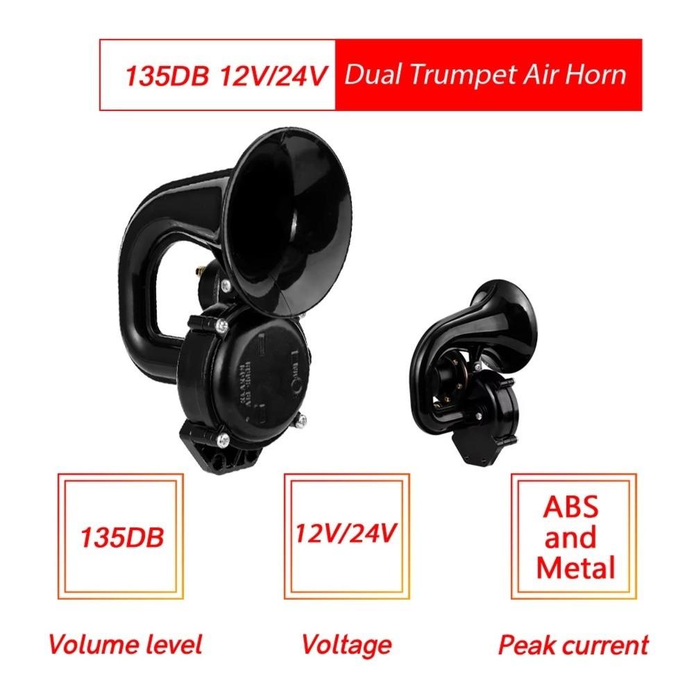135dB Loud Air Horn Black Snail Horn Super Loud Car Horn for Trucks