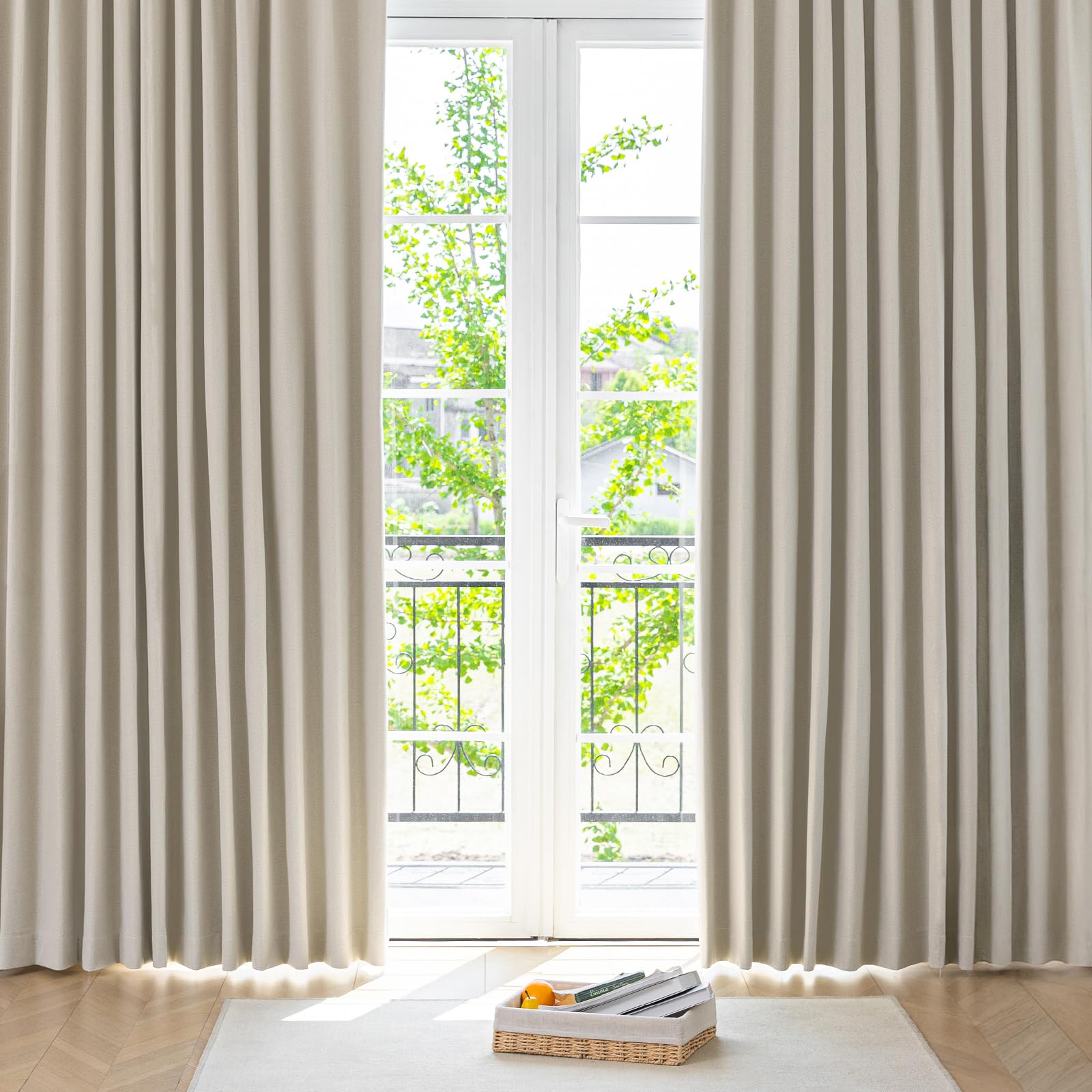 

AIFY Полный Свет Легкий Тепло Энергия Теплота Плотный УФ Набор Шириной 100см х Длиной Бежевые Шторы, Блэкаут, 100% Блокировка, Легкий, Установка, бежевый