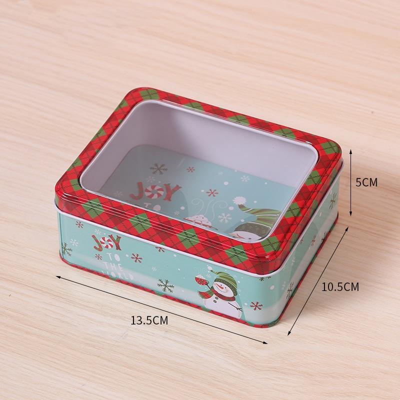

Рождественская прозрачная жестяная коробка с окном для печенья, конфет, жести, коробки для хранения шоколада с изысканной крышкой, упаковочная коробка для рождественских подарков