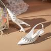 Mode Luxus Strass Quaste Satin Damen Pumps Elegant Spitz Stiletto Hohe Absätze Slingbacks Mode Frühling Sommer Partyschuhe