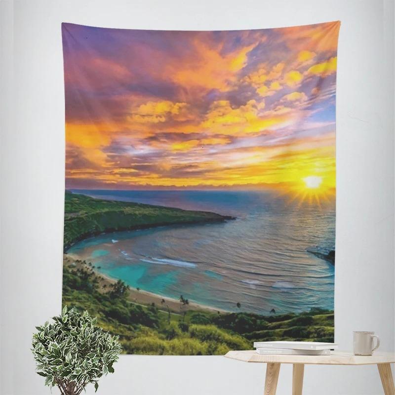 

Пляжный пейзаж, свежий декоративный гобелен, декор для дома, стены, офиса, гостиной, гобелен 100x75cm