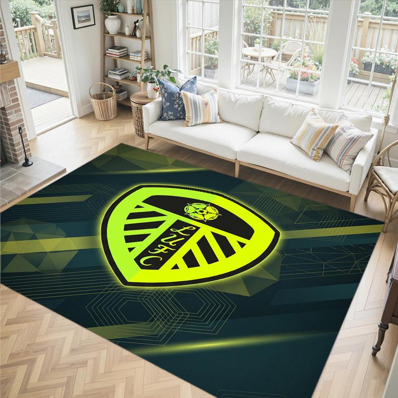 Leeds United Design Kristall Samt Teppich Gemütlich Nicht?Rutschfester Teppich mit Aufdruck für Schlafzimmer Wohnzimmer Eingang