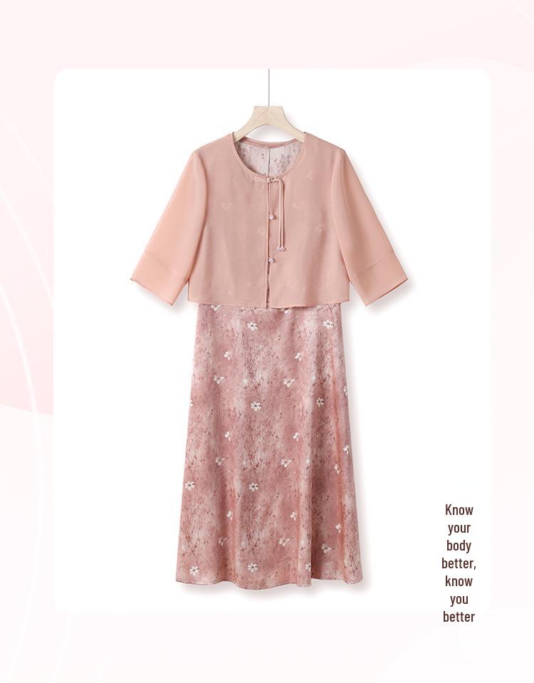 Elegantní letní outfit v čínském stylu: Módní národní stylová sukně pro maminky 2025