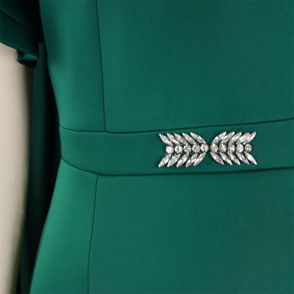 Women O Neck Dresses Ruffles Sleeve Diamond Plus Size Elegant Bodycon Package Hips Dress 2026