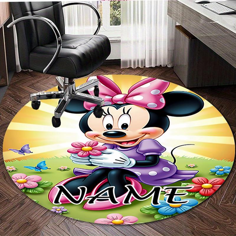 Personalized M-Minnie Round Chair Office Rug - Perfect for Mat, Office Chair & More - Ideal Gift for Birthdays and Holidays