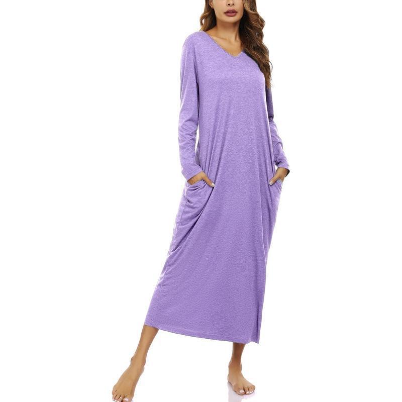 Women's Long-Sleeve Cotton Nightgown Pajamas