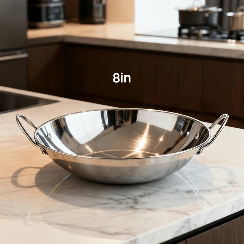 Durable Thickened Stainless Steel Wok Uncoated Windproof Outdoor Cooking Pot 7/8/9/10/11in Easy Clean Bar Stove Commercial