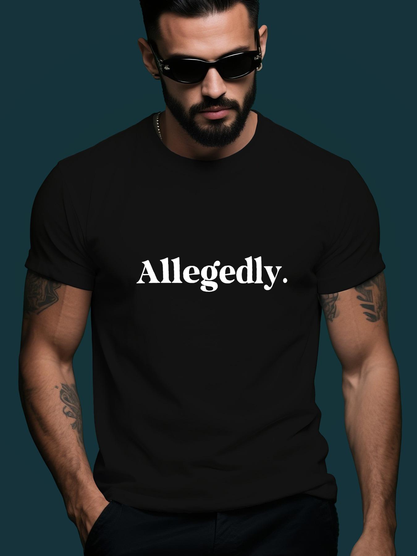 Bold Allegedly Graphic Tshirt - White Crew Neck Tee S