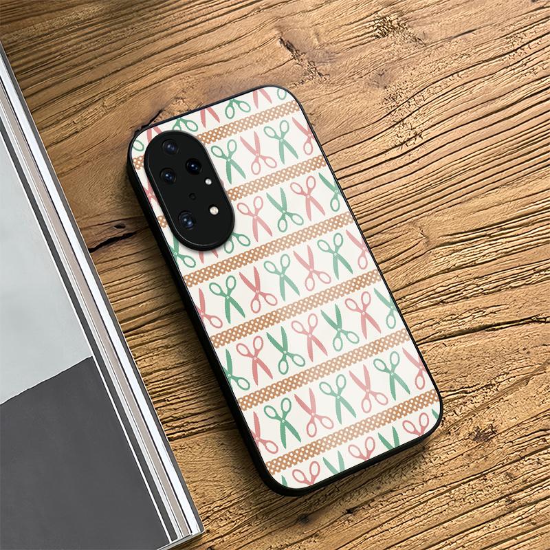 Silicone Shockproof Phone Case For Huawei P50 Pro P20 Mate 50 Pro P40 P30 Lite Lens Protection Scissors Button Pattern Cover