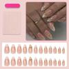 French Bow Press On Nails Almond Shaped Gold Line Nail Tips