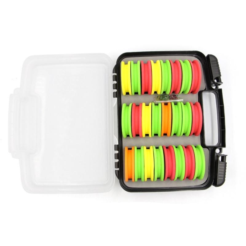 24Pcs Light Weight Fishing Rig Spools Foam Board Fishing Line Storage Holder Winding Board with Storage Box