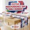 4 juli patriottische tafelvlagdecoratie, 73x13,8 inch linnen met sterrenpatroon, 250e Verjaardag van de VS merchandise, Memorial Day decoratie