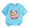 Kids Boys Girls 100% Cotton Crew Neck Short Sleeve T-Shirt, Cute Capybara In Axolotl Costume Printed Casual Soft Breathable Summer Tee For Children Da