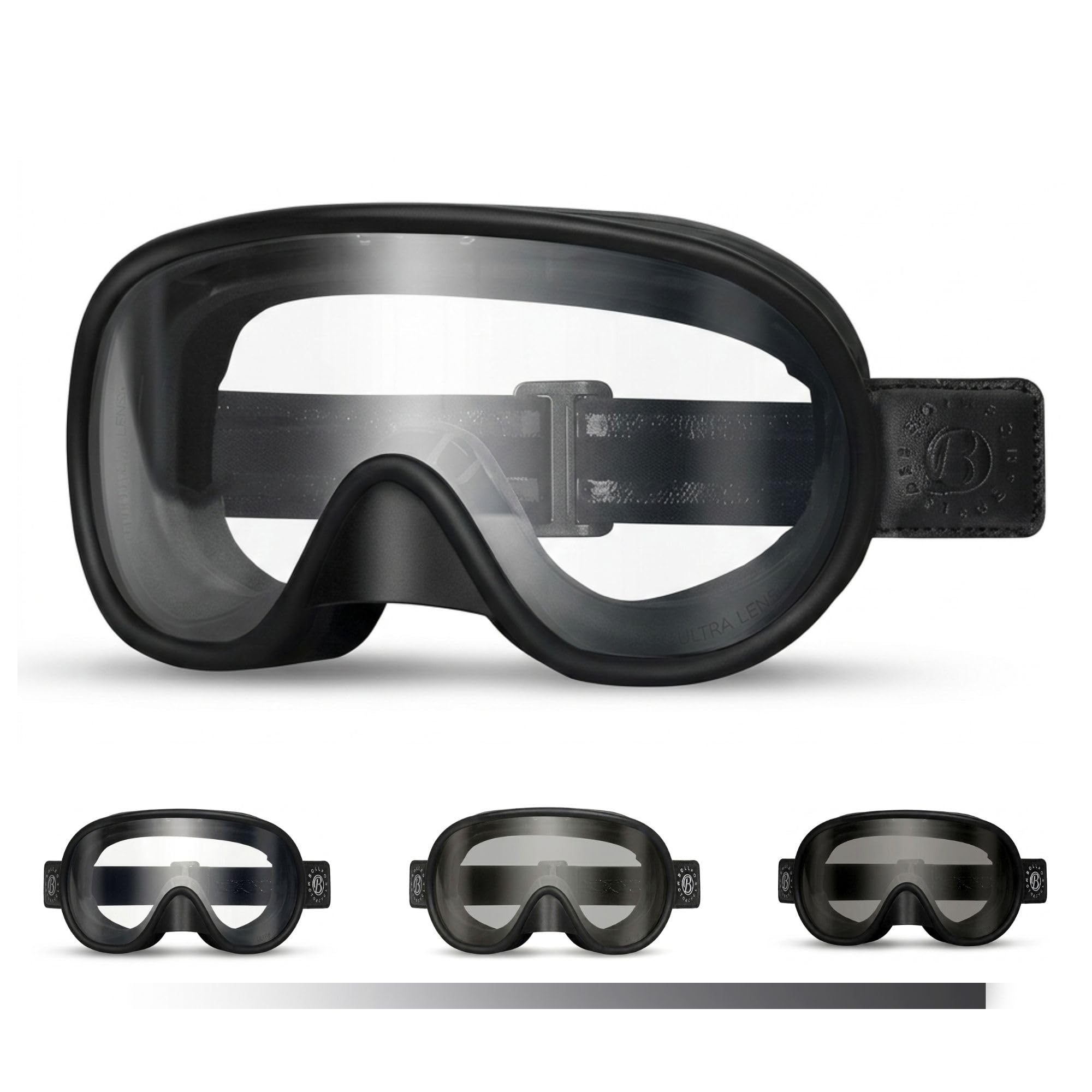 

[OldClap] Motorcycle Goggles, Photochromic Lenses, Motocross, Fits Perfectly, Jet Helmet, Off-Road, Compact, UV Protection, Anti-Slip, Glasses Compati