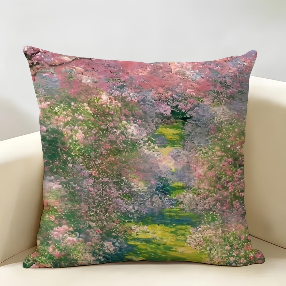 Claude Monet Oil Art Cushion Cover Natural Linen Organic Fabric DoubleSided Printing Room Sofa Decor Pillow Case