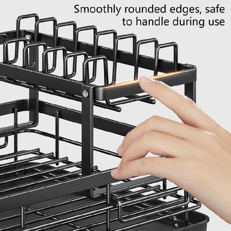 Spacious Double Deck Dish Drainer With Rustproof Finish And Firm Basel Dish Drying Rack For Safe Drying Of Tableware