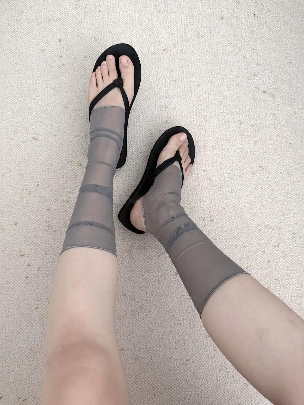 Summer Mesh Calf Socks Cover Women'S Cold And Breathable Sunscreen Stacking Socks Solid Color Horse Oil Half Leg Cover With Flip-Flops