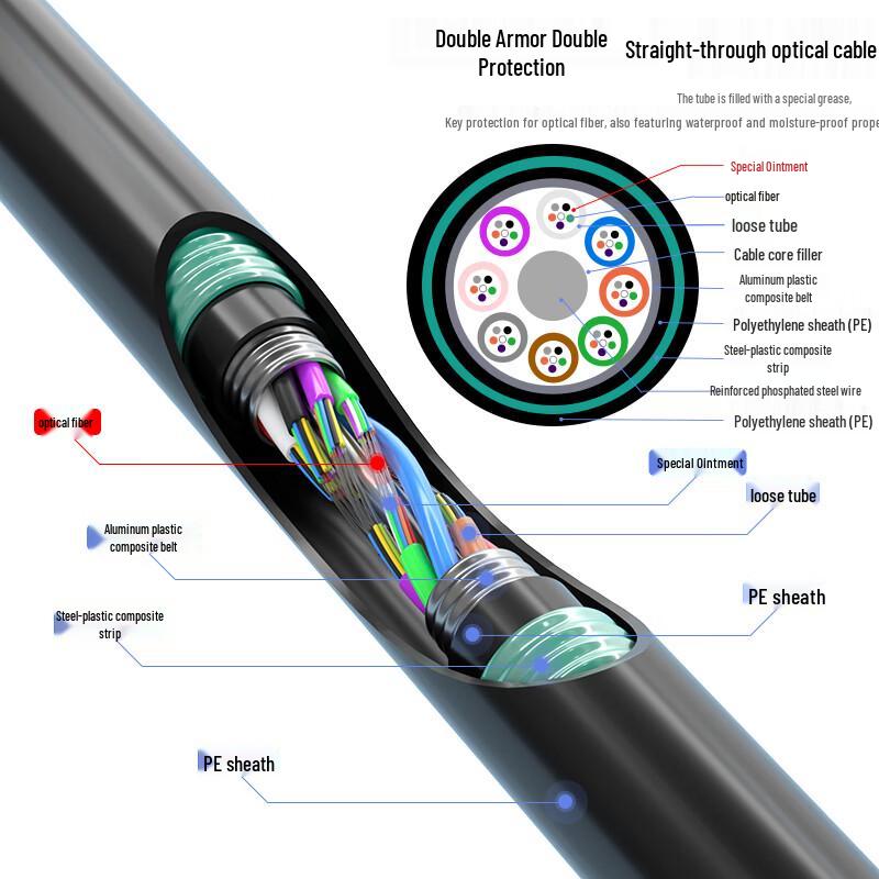 Dasheng Outdoor Armored G.652D Single-Mode 72-Core Fiber Patch Cord