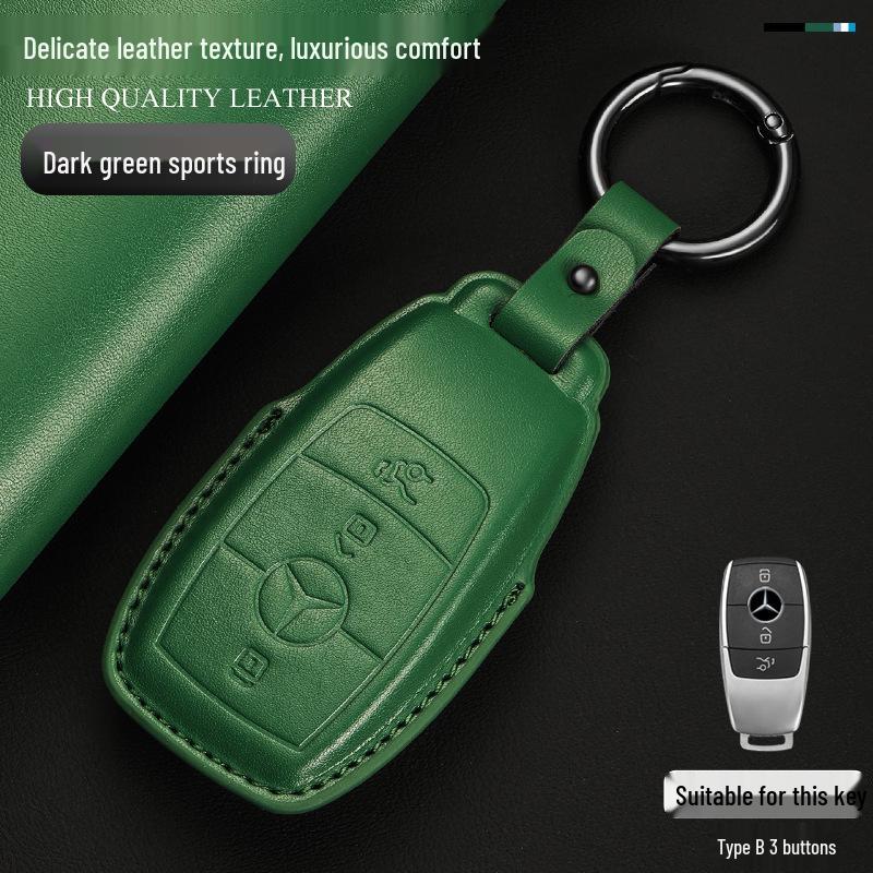 Genuine Leather Key Cover for Mercedes C260L, GLA, GLC300L, GLE, E300L, A200L, and GLB