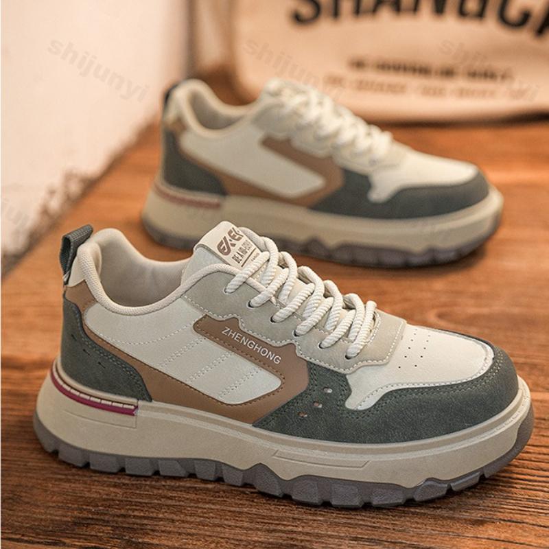 Vintage Herren Plateausneaker Frühling Herbst Neue Höhe Erhöhend Bequem Board Schuhe Outdoor Rutschfest Schnürung Freizeit Schuhe