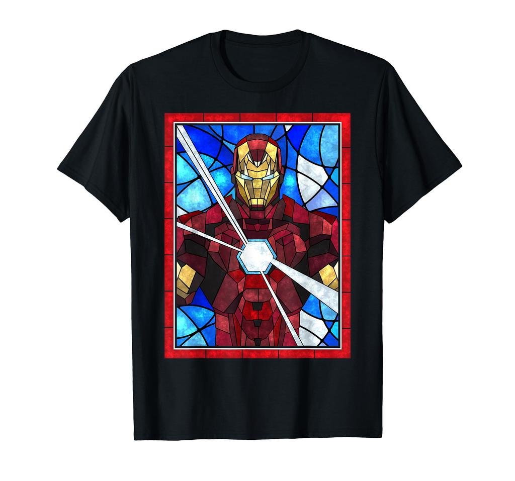 Marvel Iron Man Arc Reactor Beam Stained Glass Portrait T-Shirt