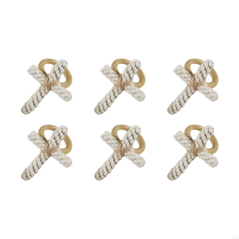 

Unique Bohemians Styles Crosses Napkin Rings Handwoven Cotton Rope Decoration Elegant Napkin Holder Accessory HX6C